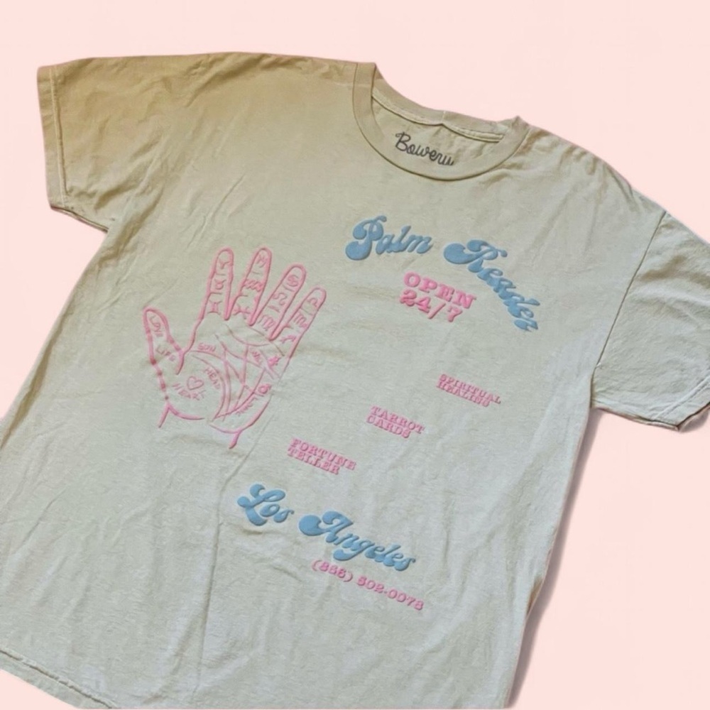 Palm Reader T-Shirt Light Green Gray Tee Medium